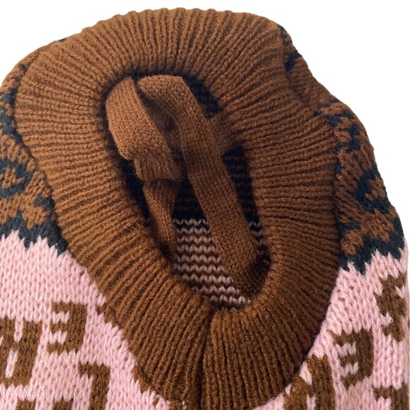 Turtleneck Pet Knit Sweater Brown Pink Acrylic Winter Vest XS Warm Wear - Picture 7 of 7